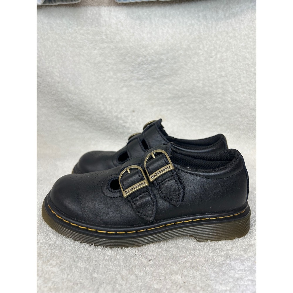 Dr. Martens kids Mary Jane Black Leather Double Strap Shoes Size 11 US